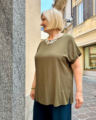 Blusa lino e viscosa militare 