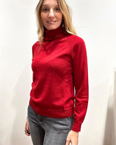 Maglia dolcevita lana merino rossa