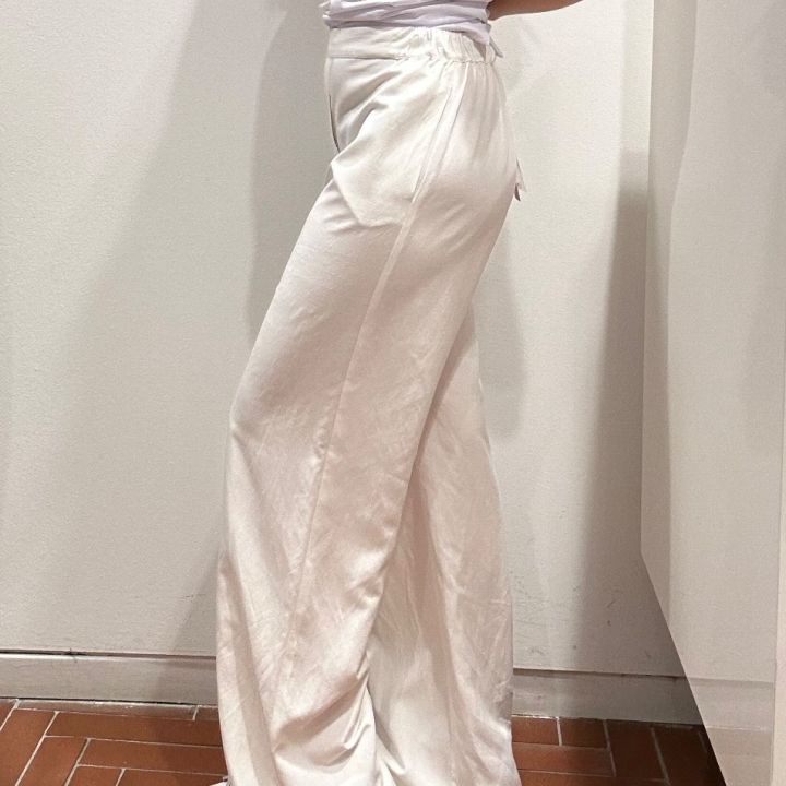 Pantalone lino e viscosa bianco (2)