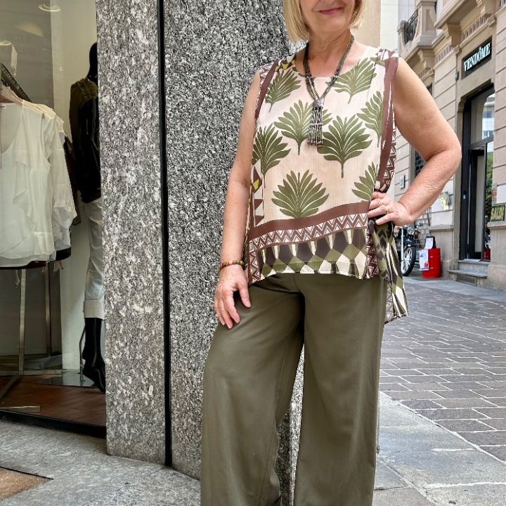 Pantalone lino e viscosa elastico militare  (2)