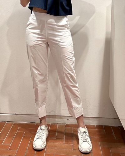 Pantalone risvolto e elastico cotone bianco