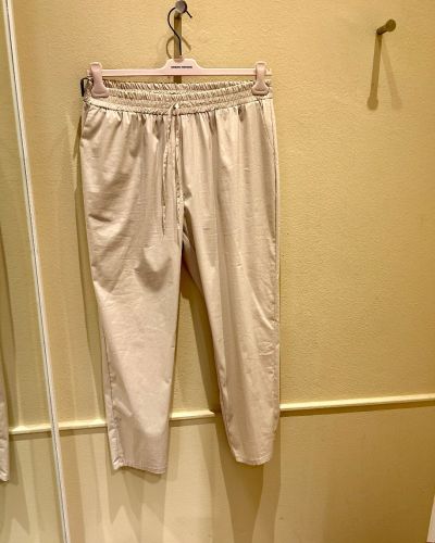 Pantalone tela di cotone elastico beige 