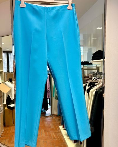 Pantalone tessuto tecnico turchese zip laterale